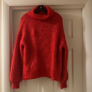 Vibrant Red Turtleneck Sweater